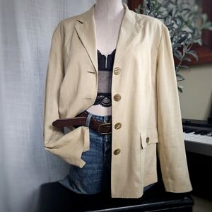 Jones New York | Tailored Blazer | 100% Linen | Tan Beige | Size 18W